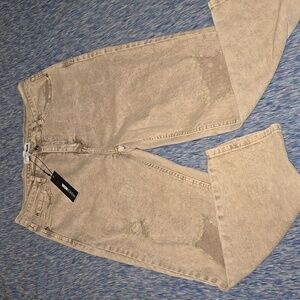 Fashion Nova Women's Knock on Wood Straight Leg Jeans Tan Size 15 NWT